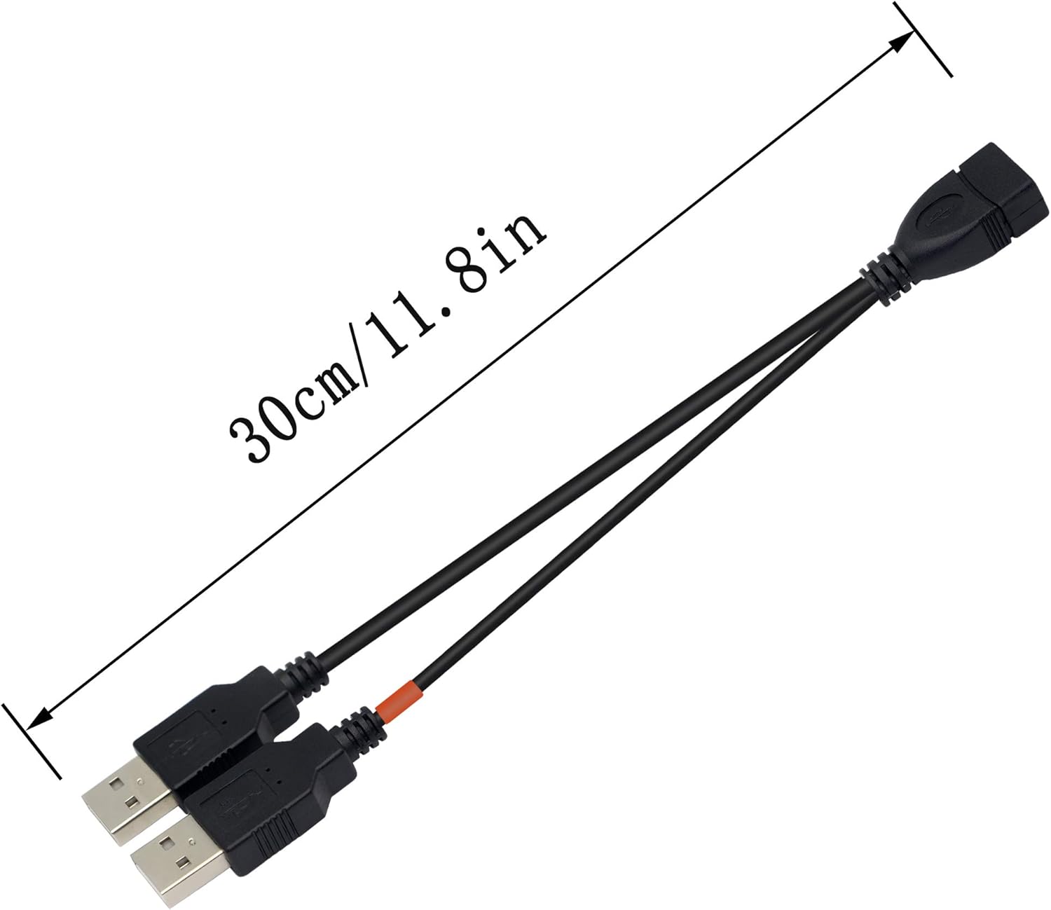 USB Y Splitter Cable 2x USB-A Male to 1x USB-A Female для Android Auto, HDD, зарядки та передачі даних 30см