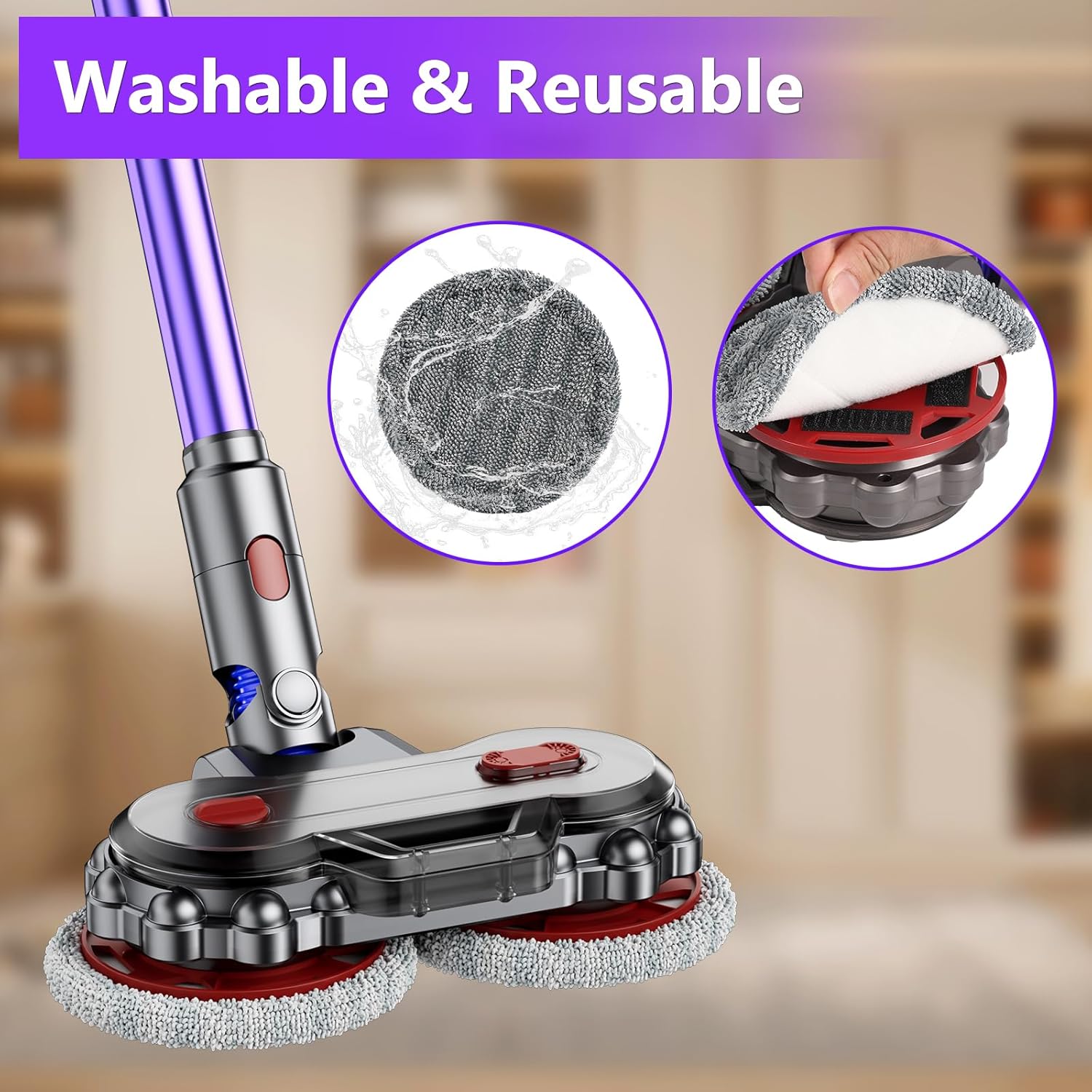 Електрична швабра-насадка для Dyson V7-V15 зі знімним баком для води