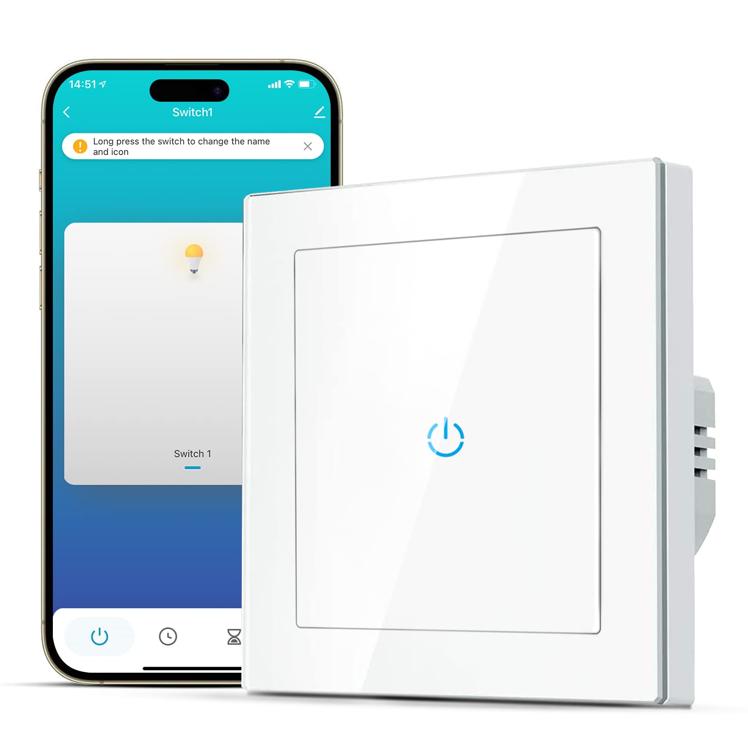 Wi-Fi вимикач CURRYSMARTER 1 клавіша, для Alexa і Google Home, таймер