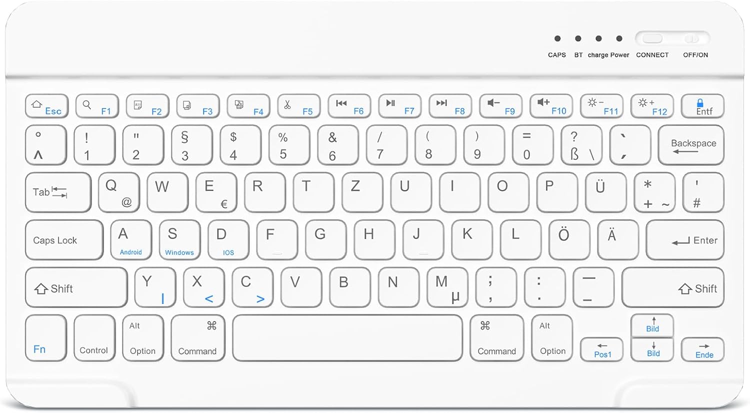 Бездротова клавіатура Bluetooth QWERTZ (німецька), для iPhone, iPad, Windows, iOS