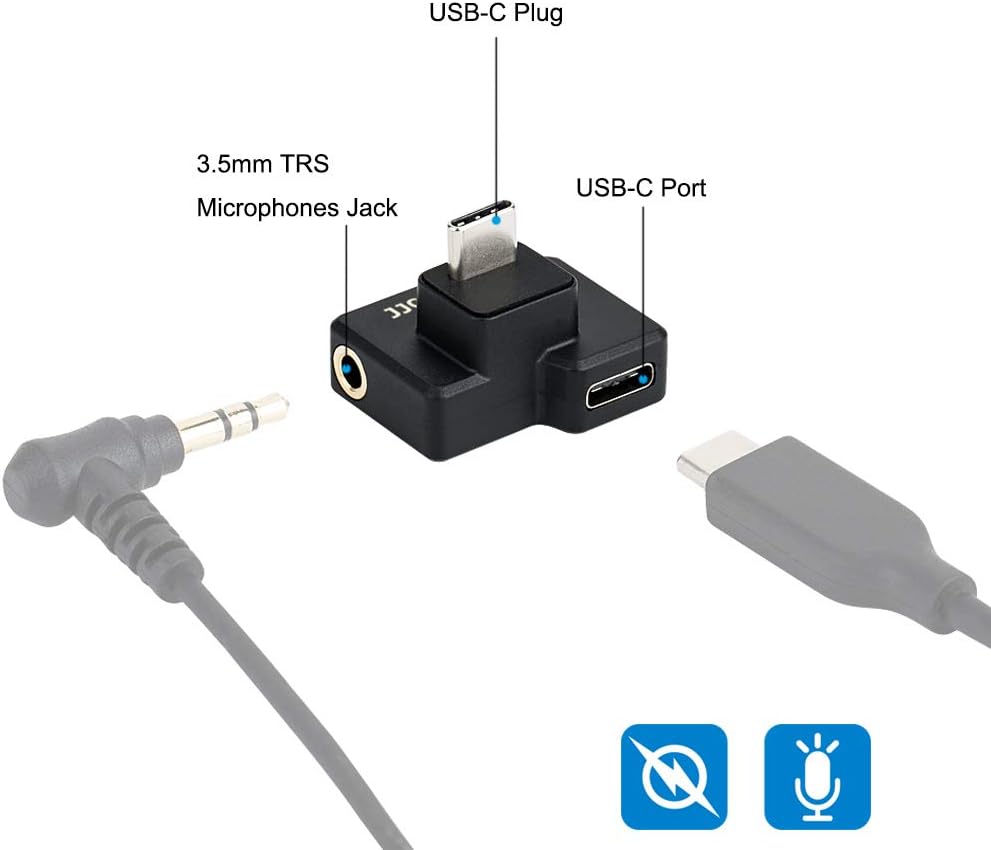 Адаптер JJC 3.5мм/USB-C для DJI Osmo Action, для мікрофона та зарядки, TRS, Type C