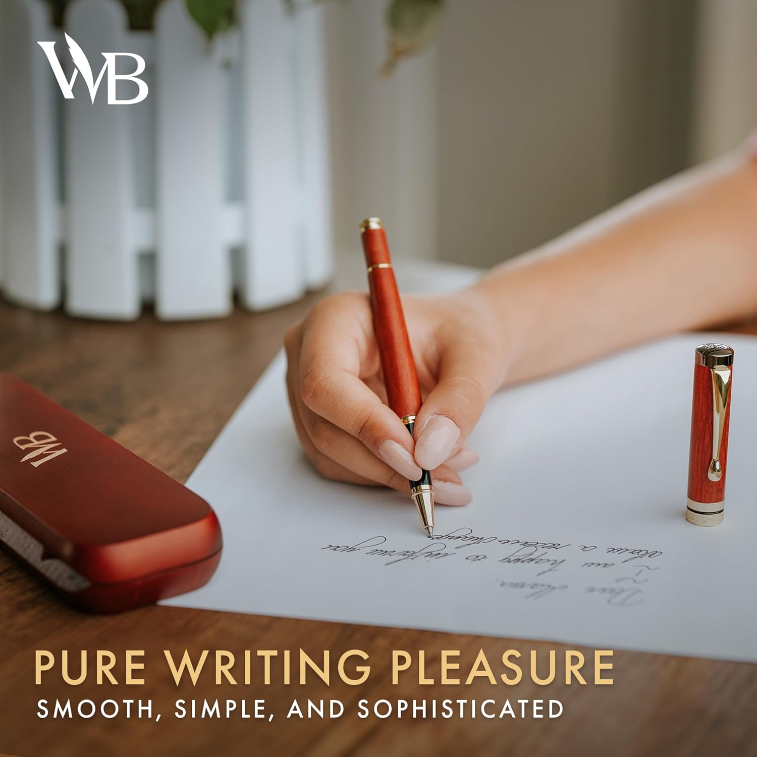 Ручка-ролер Wordsworth & Black, Бамбук/Палісандр, оздоблення золотом, подарунковий набір, стержень