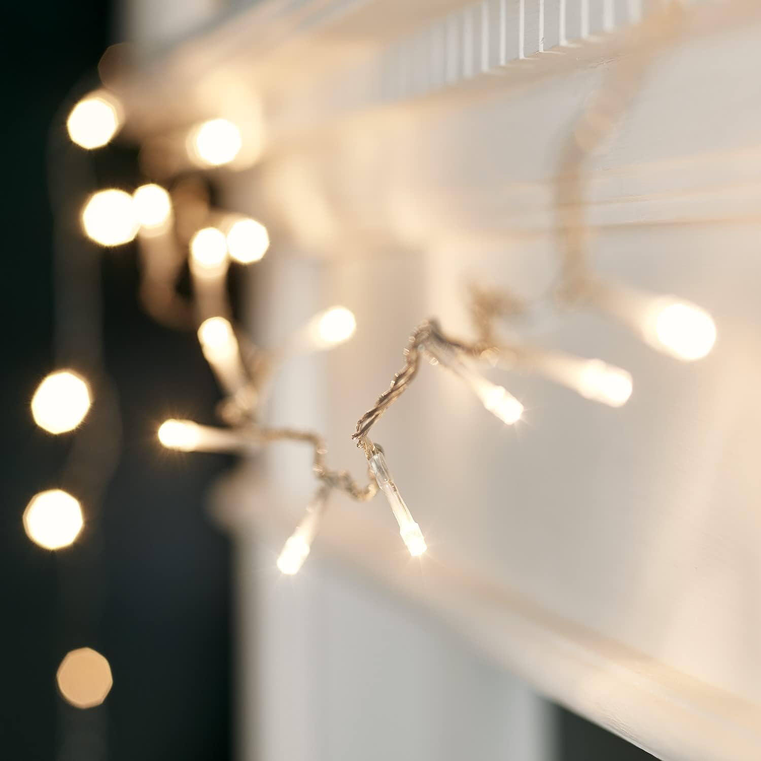 Гірлянда Lights4fun 8м (100 LED, Теплий Білий), Прозорий дріт, від мережі, з пультом ДК, таймер