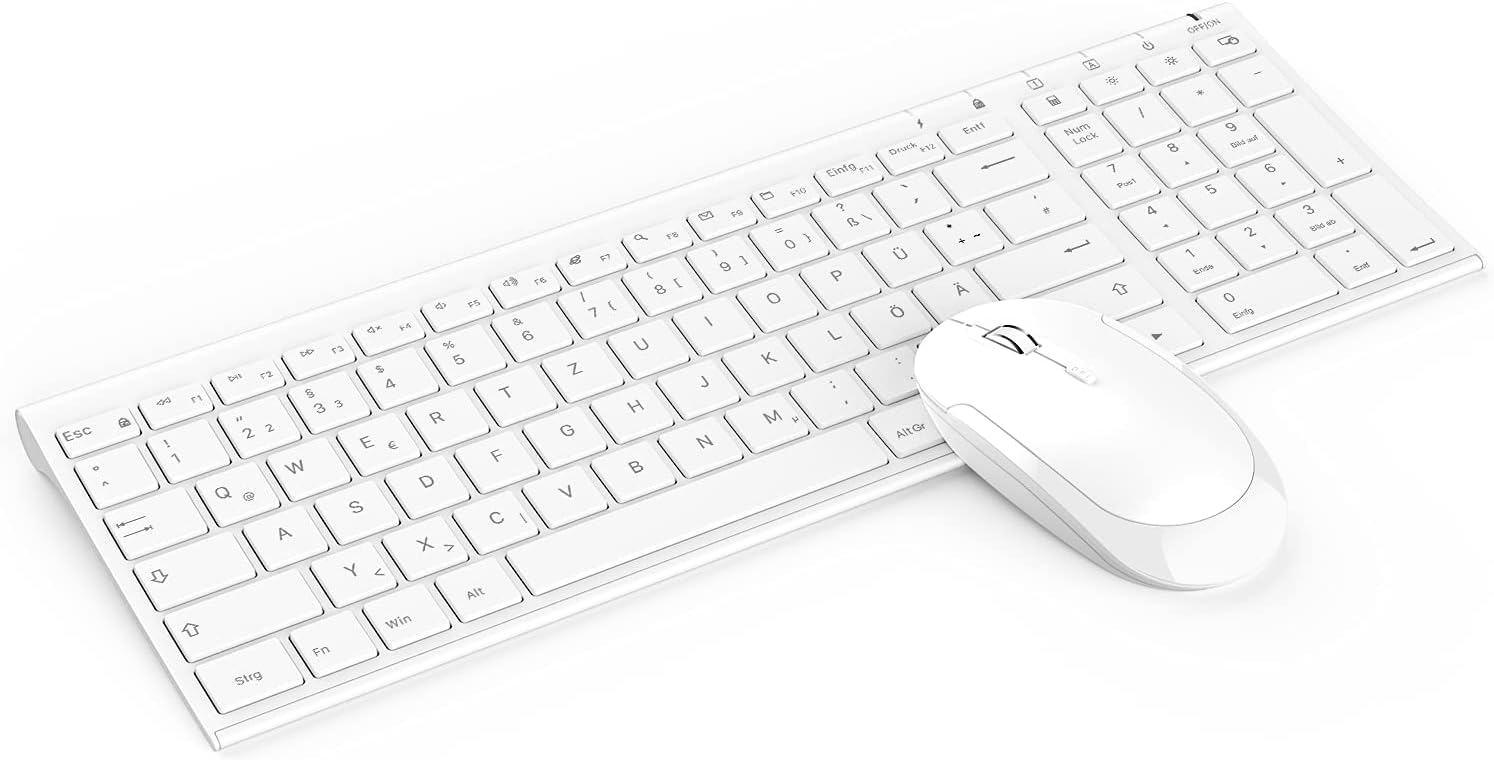 Бездротова клавіатура (без миші), Ultraslim, 2.4 ГГц, USB-акумулятор (QWERTZ, Біла)