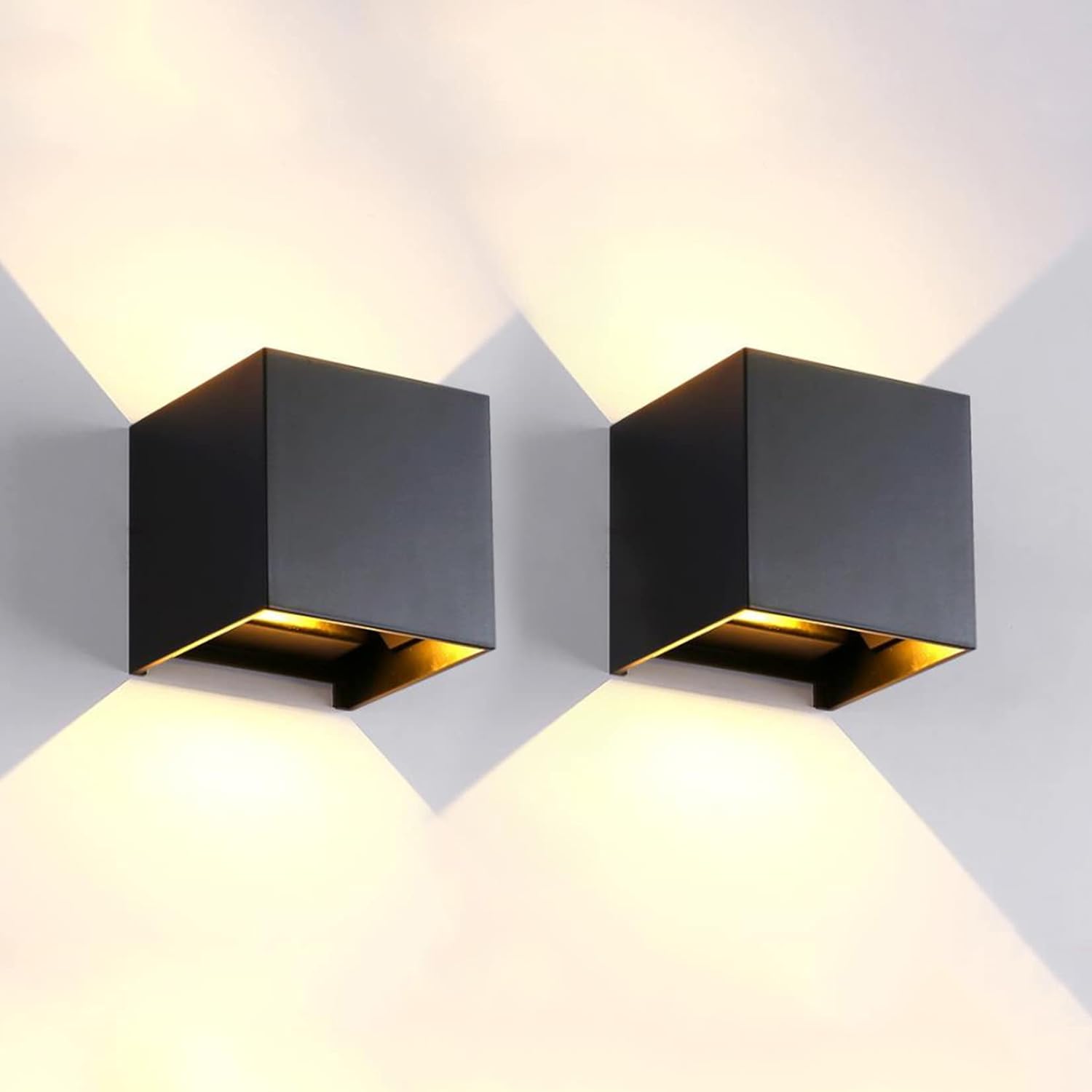 Вуличні LED-світильники (2 шт) настінні, 12Вт, IP65, Теплий Білий, Вгору/Вниз, Чорні