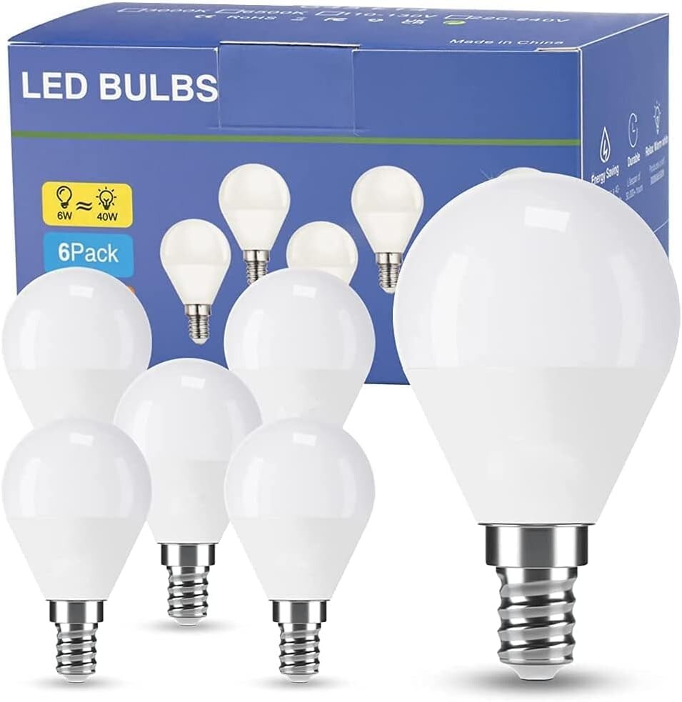 Набір LED ламп E14 6W (Аналог 50W) G45 Куля, Тепле біле 3000K, 6 штук