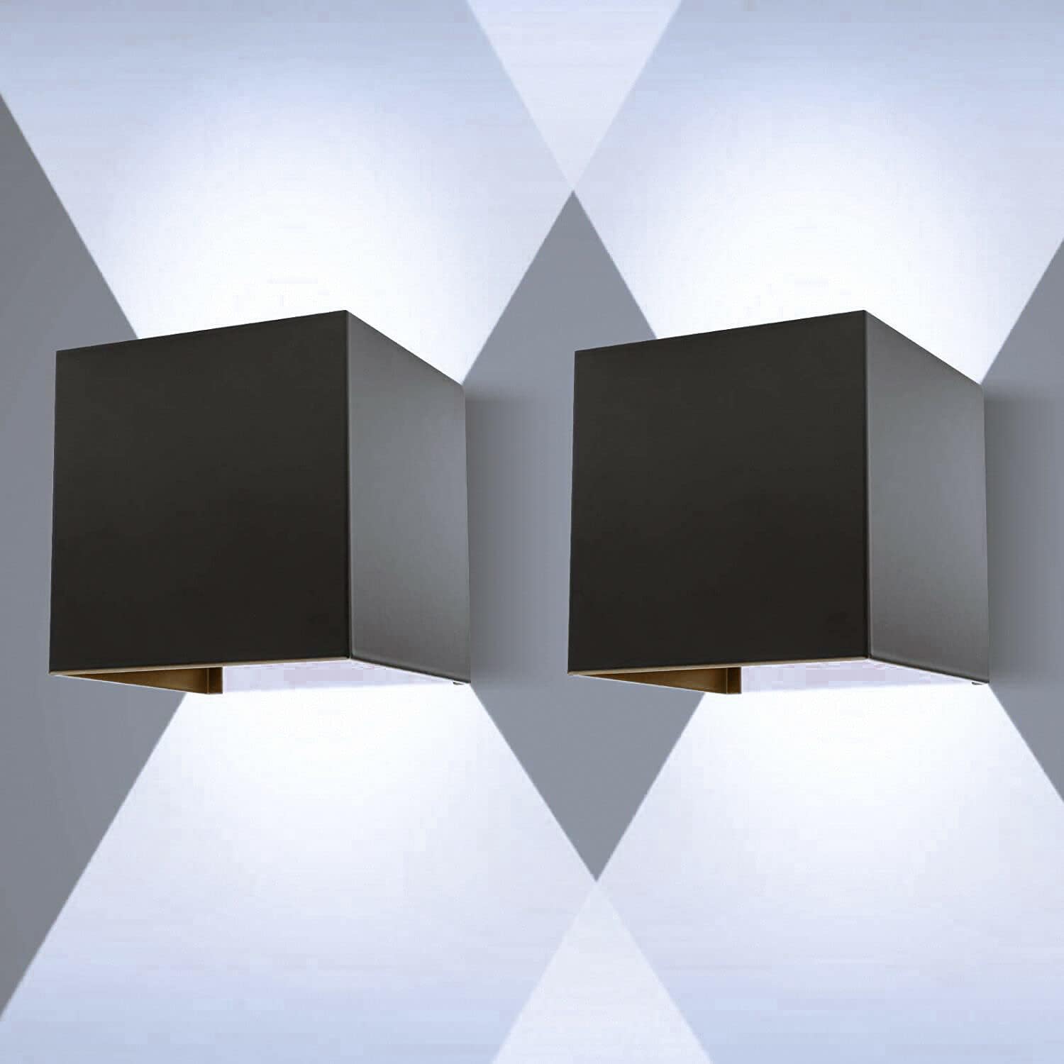 Настінний вуличний світильник "Куб" LED 12W, Регульований промінь, IP65, Чорний