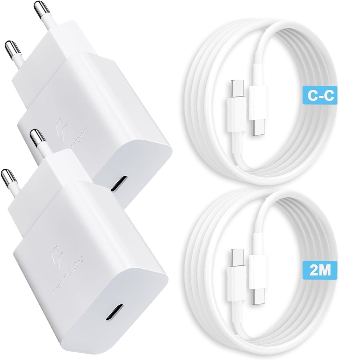 Набір зарядок 25W для Samsung (2 блоки + 2 кабелі 2.0м), Super Fast Charging, Білий