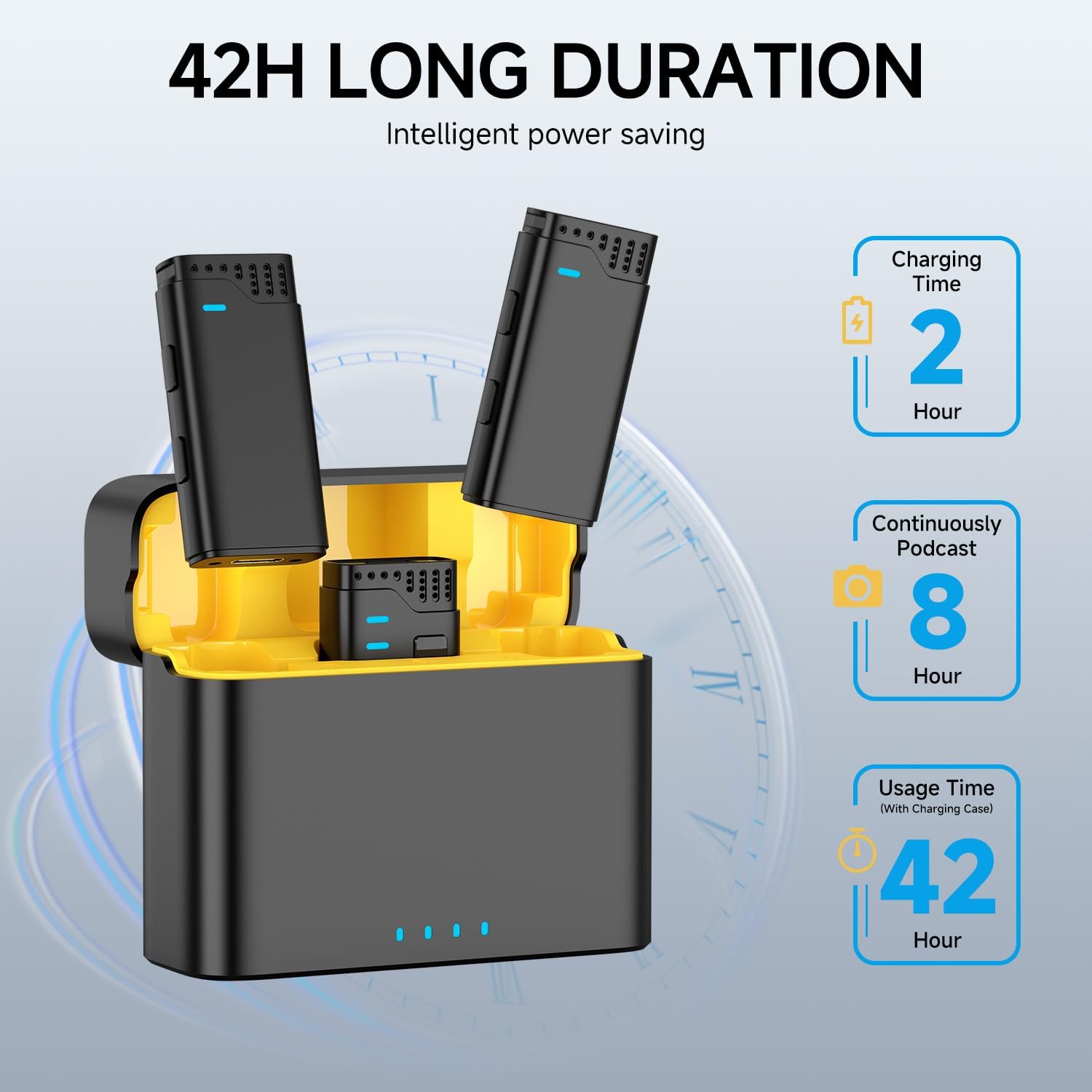 Бездротовий петличний мікрофон 2-в-1 для смартфона (iPhone/Android/Type-C), З кейсом