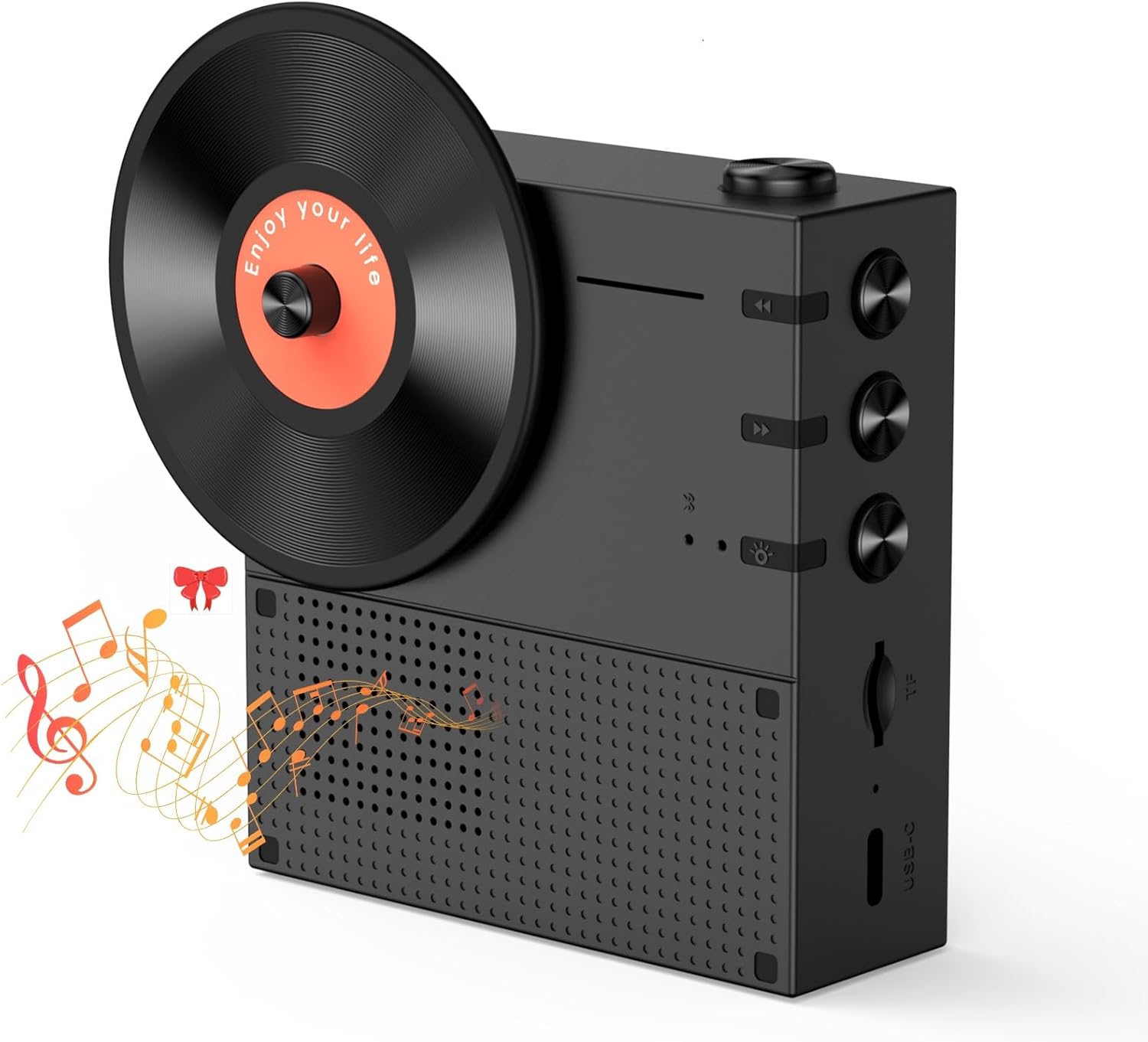 Дитяча Bluetooth колонка "Ретро" (Вініловий програвач), Платівка, що крутиться