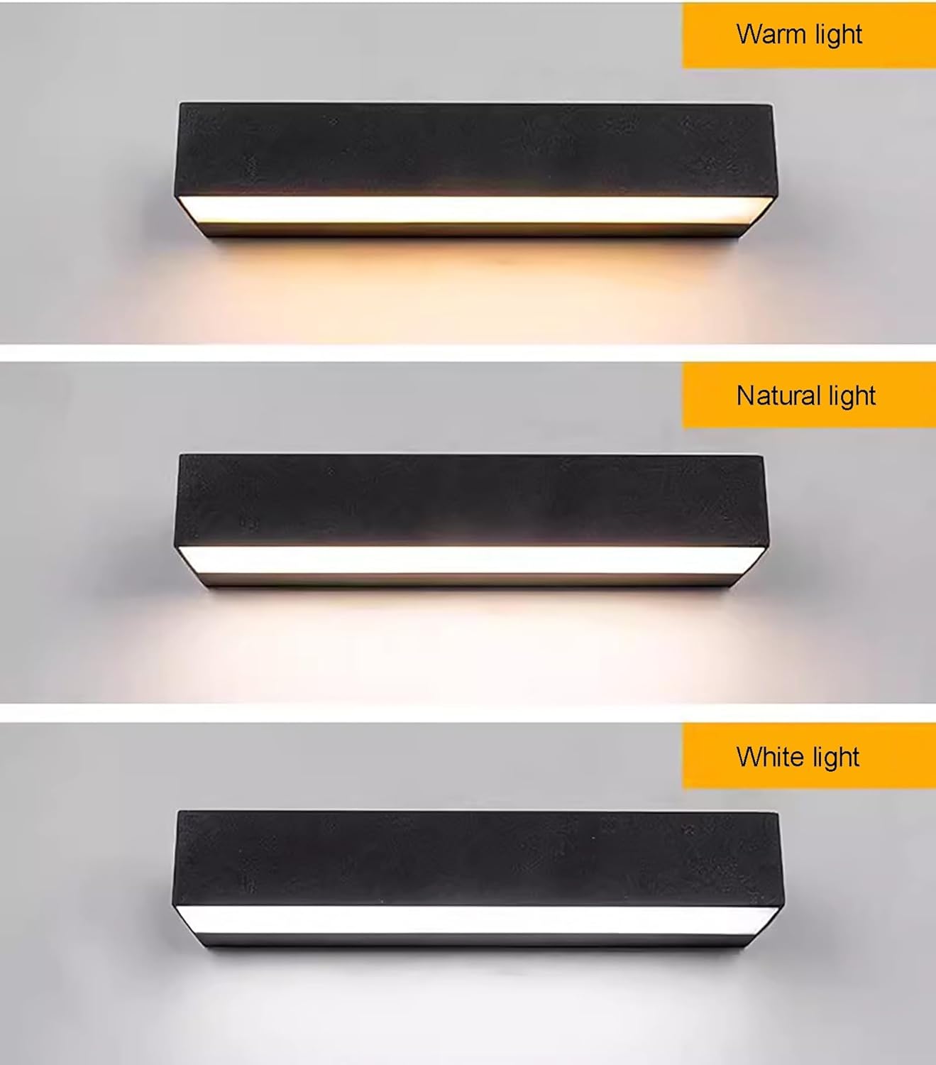 Вуличний настінний LED світильник BESNUT (12W, 20 см, IP65), Прямокутний бра, Чорний