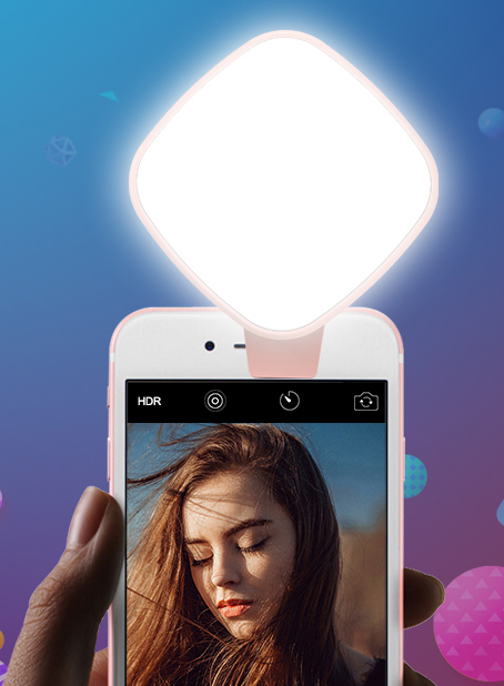 Кільцева LED селфі-лампа на прищіпці Skopa SK27s для телефону, Акумуляторна, Червона