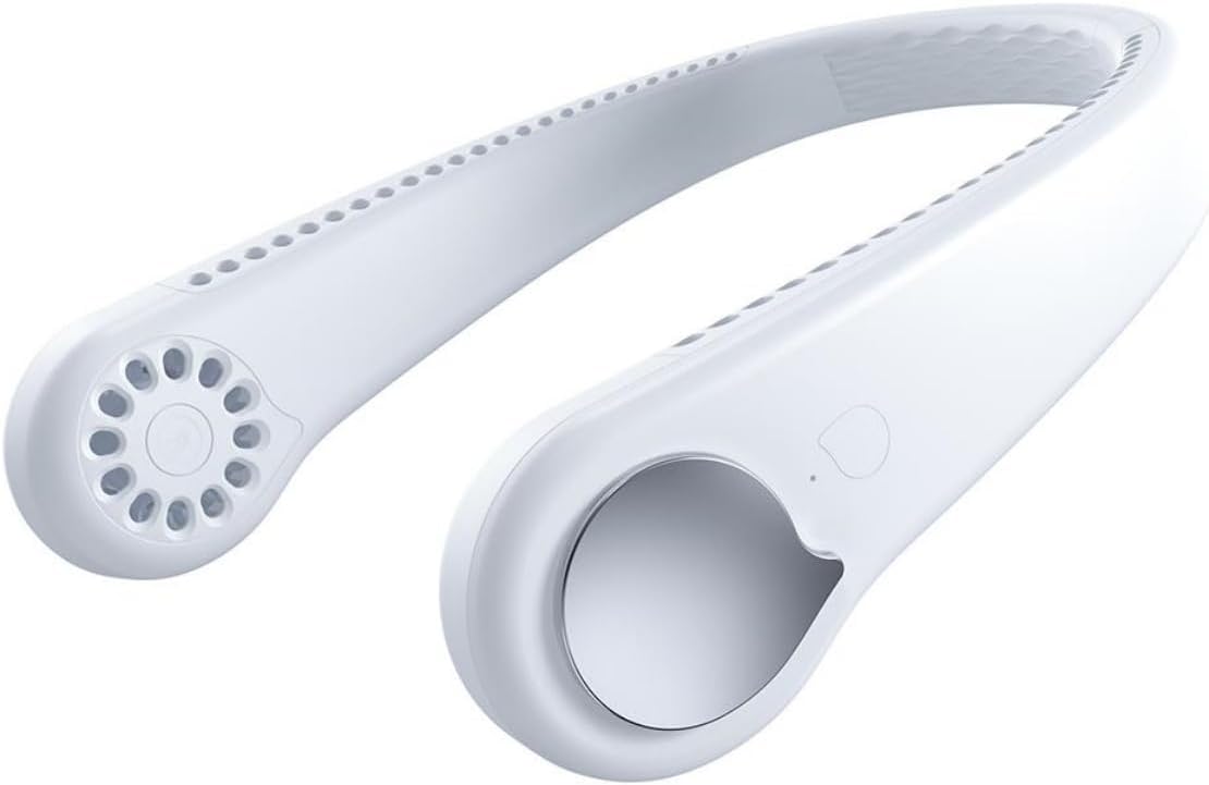 Портативний безлопатевий шийний вентилятор EMEBAY, Акумуляторний (USB), Білий