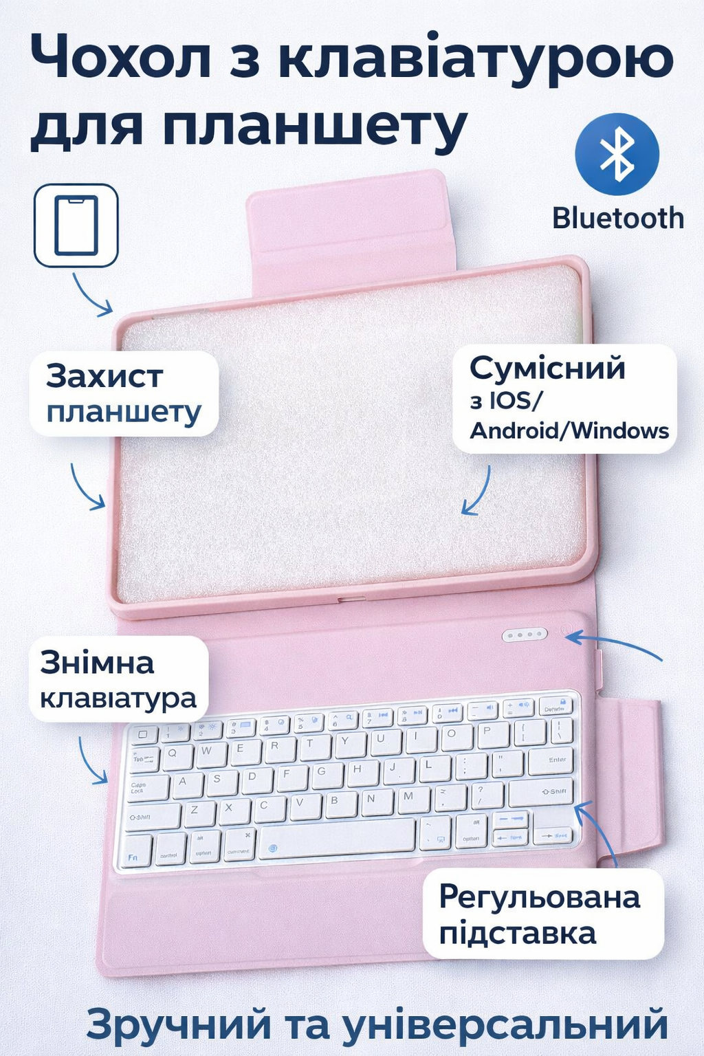 Bluetooth клавіатура для iPad 10.2 10.5 з тачпадом Multi Touch Smart Case рожева