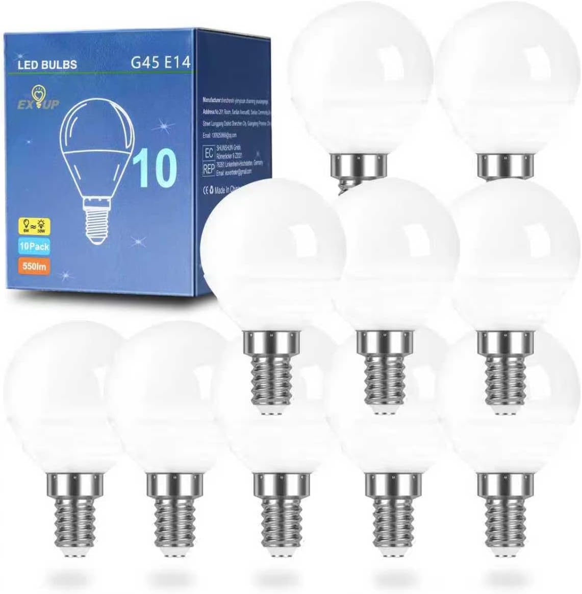 LED ламп E14 6W тепле світло без мерехтіння G45 куля 1 штука економні