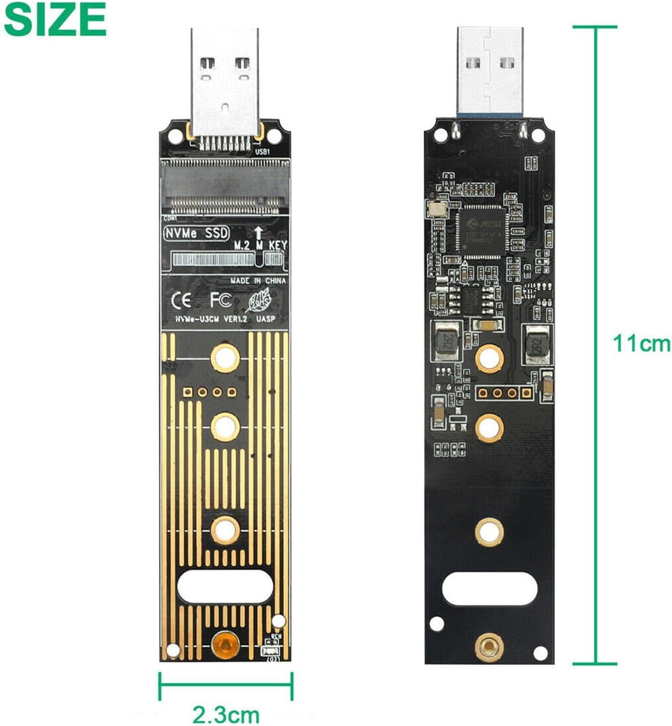 Адаптер для M2 NVMe SSD USB 3.1 корпус 2230 2280 M Key алюміній швидкий