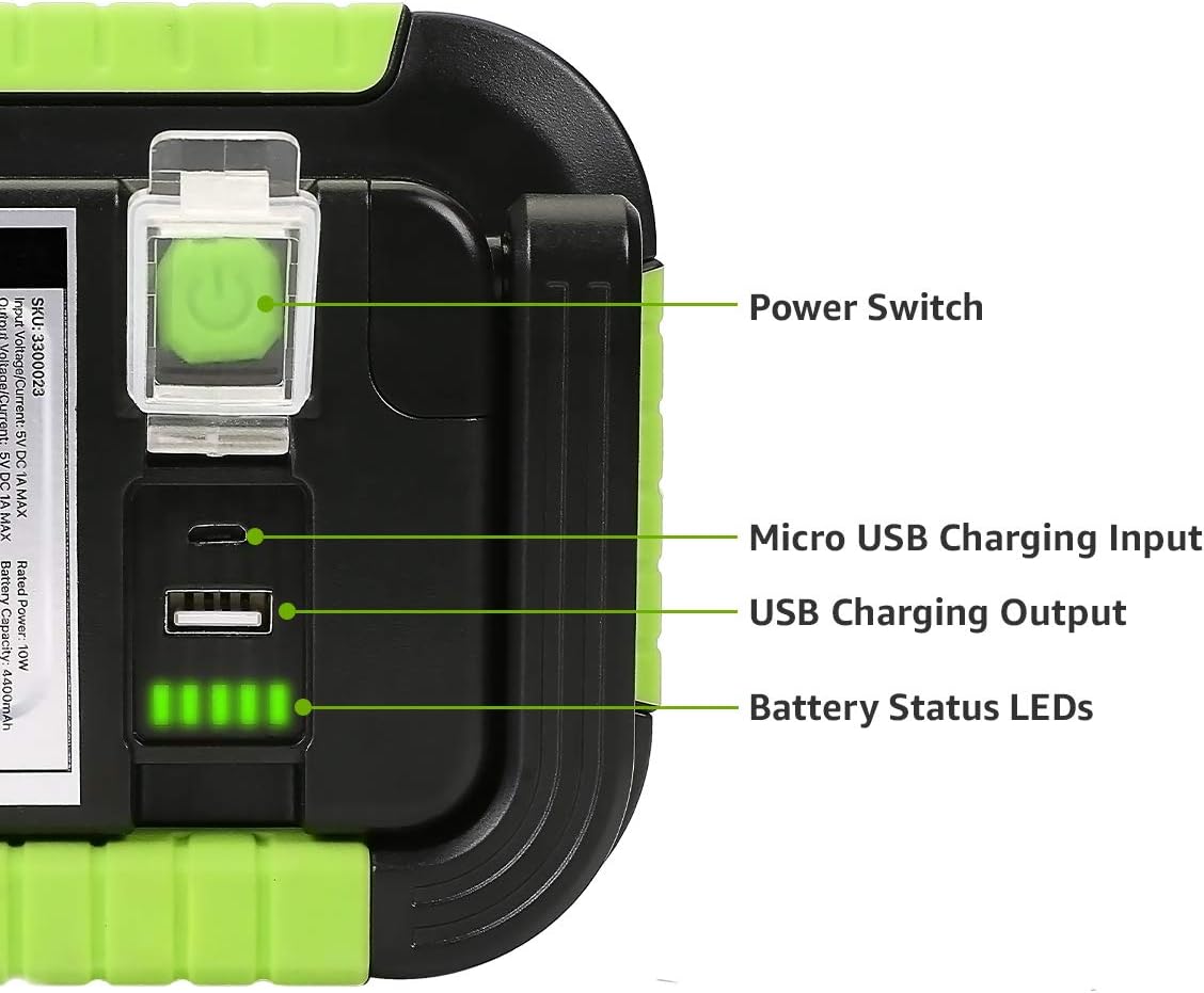 Кемпінговий LED ліхтар-прожектор LE (1000 Люмен, 4400mAh), Power Bank, Вологозахисний, Зелений