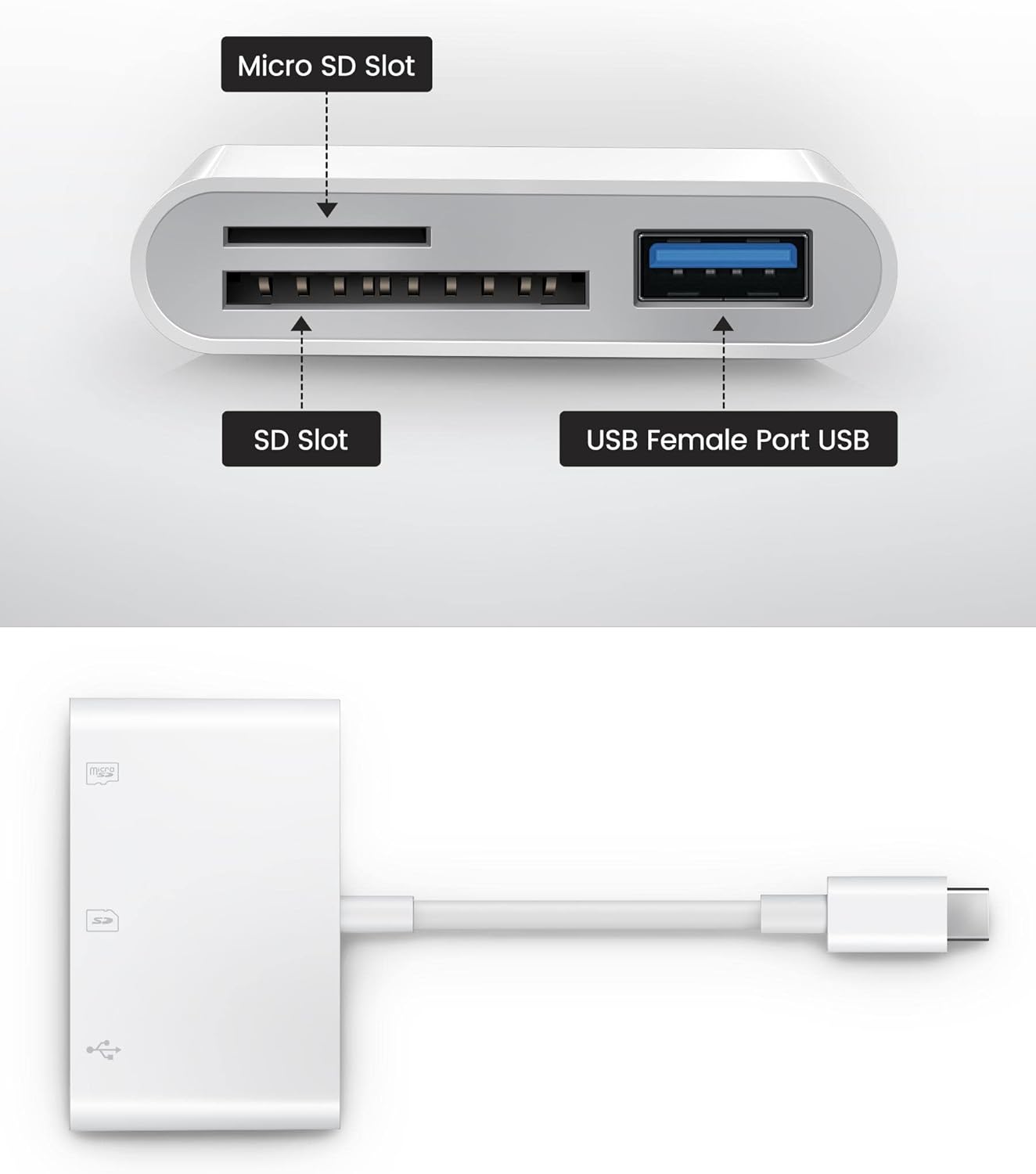 Кардрідер Oyuiasle USB-C для карт SD/MicroSD, для iPhone 15/16, iPad, Mac, ноутбуків