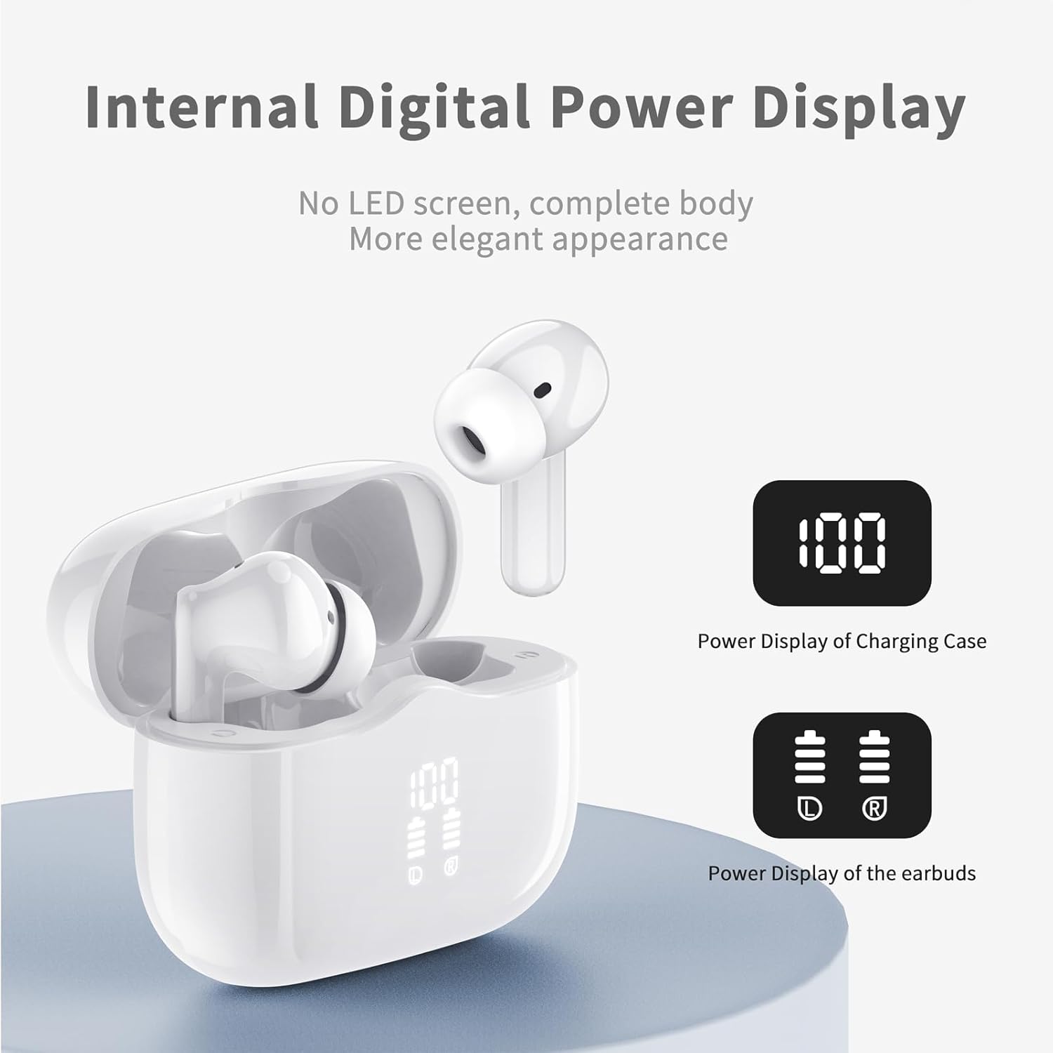 Бездротові навушники TWS, Bluetooth 5.4, 4 мікрофони ENC, Hi-Fi, 40ч, LED-дисплей, IP7, водонепроникні