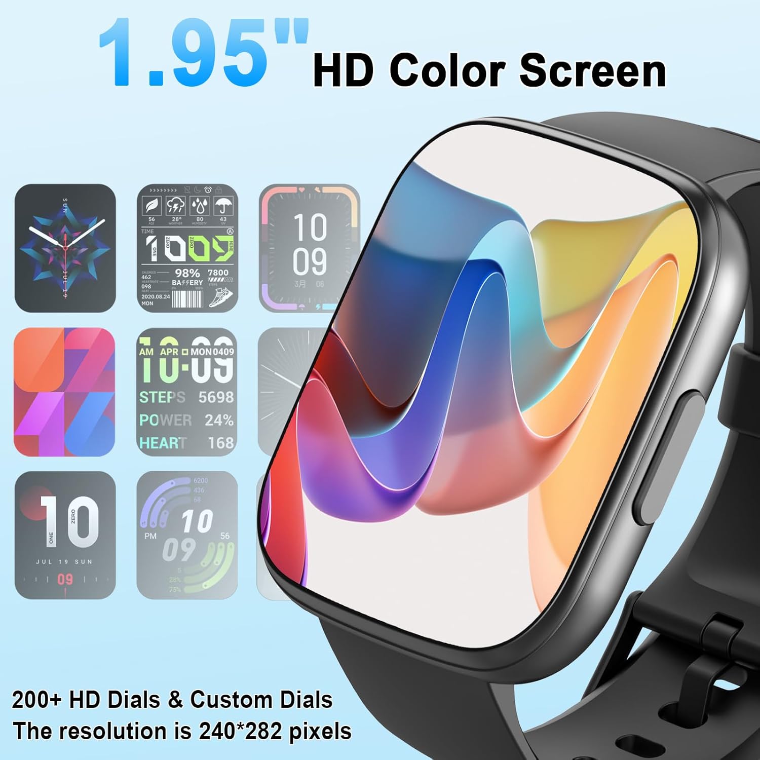 Смарт-годинник 1.95" HD з відповіддю на дзвінок, 110+ спорт. режимів, IP68, фітнес-трекер (Рожевий)