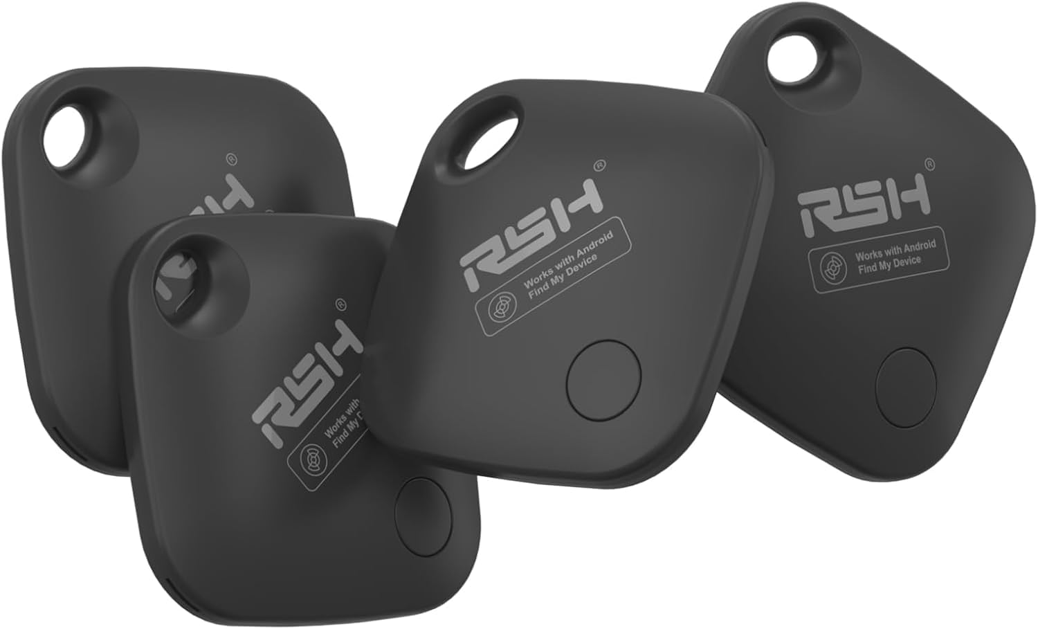 Bluetooth-трекер RSH (4 шт) для Android, Google Find Hub, для ключів, багажу, гаманця (Чорний)