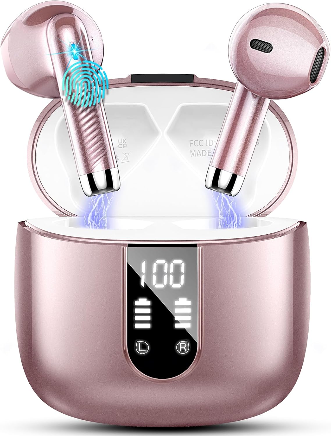 Навушники S05-0766 (Rosegold) бездротові, Bluetooth 5.3, 40г, ENC, IP7, Dual LED-дисплей, TWS