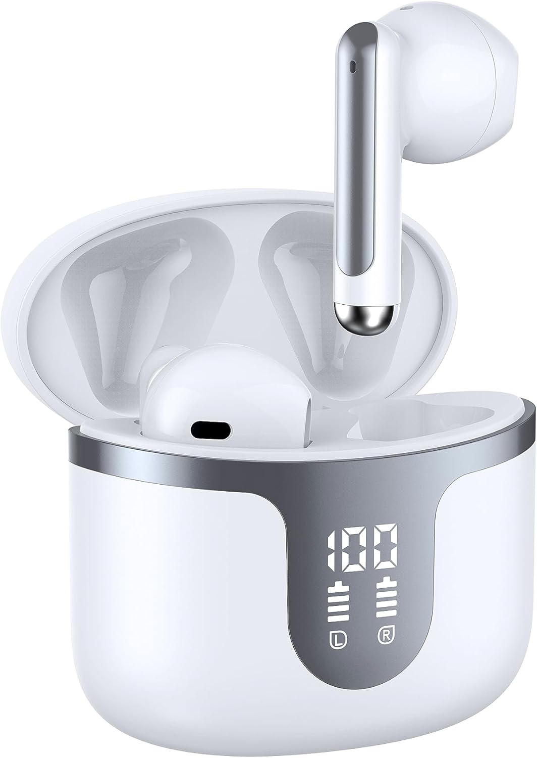 Навушники Tiuieyin S05-0772 (Срібло), TWS, Bluetooth 5.3, LED-дисплей, IPX7, HiFi, Сенсорні