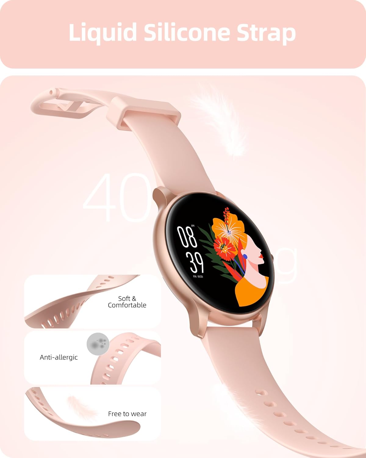 Смарт-годинник Parsonver SPROD1 (Rose Gold), жіночий, з відповіддю на дзвінок, IP68, 100+ спорт. режимів