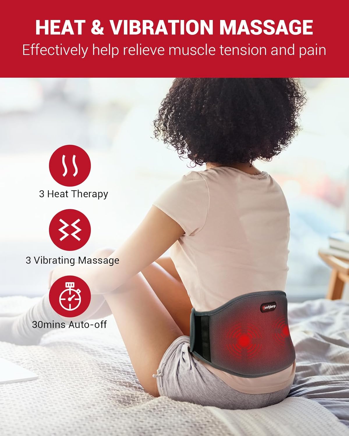 Бездротовий пояс-грілка для спини Comfytemp (Вібромасаж + Power Bank 5000mAh)