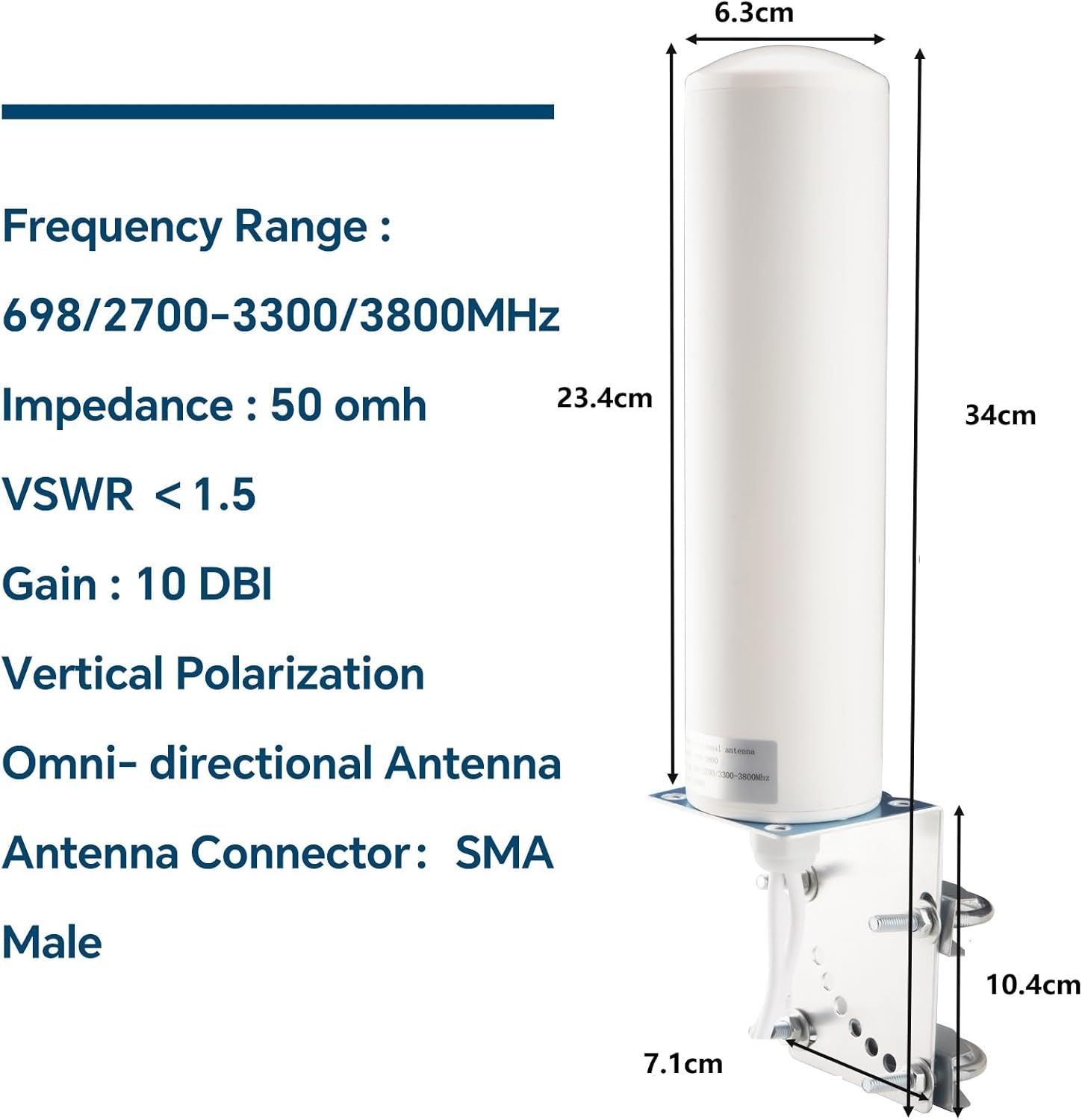 Антена 4G/5G LTE вулична (MIMO), 10-12 dBi, Кабель 5м SMA/TS9, Підсилювач сигналу