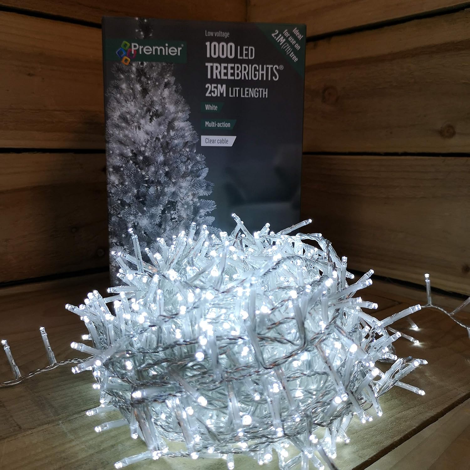Новорічна LED гірлянда Premier TreeBrights (1000 ламп, 25 метрів), Холодний білий, Прозорий кабель