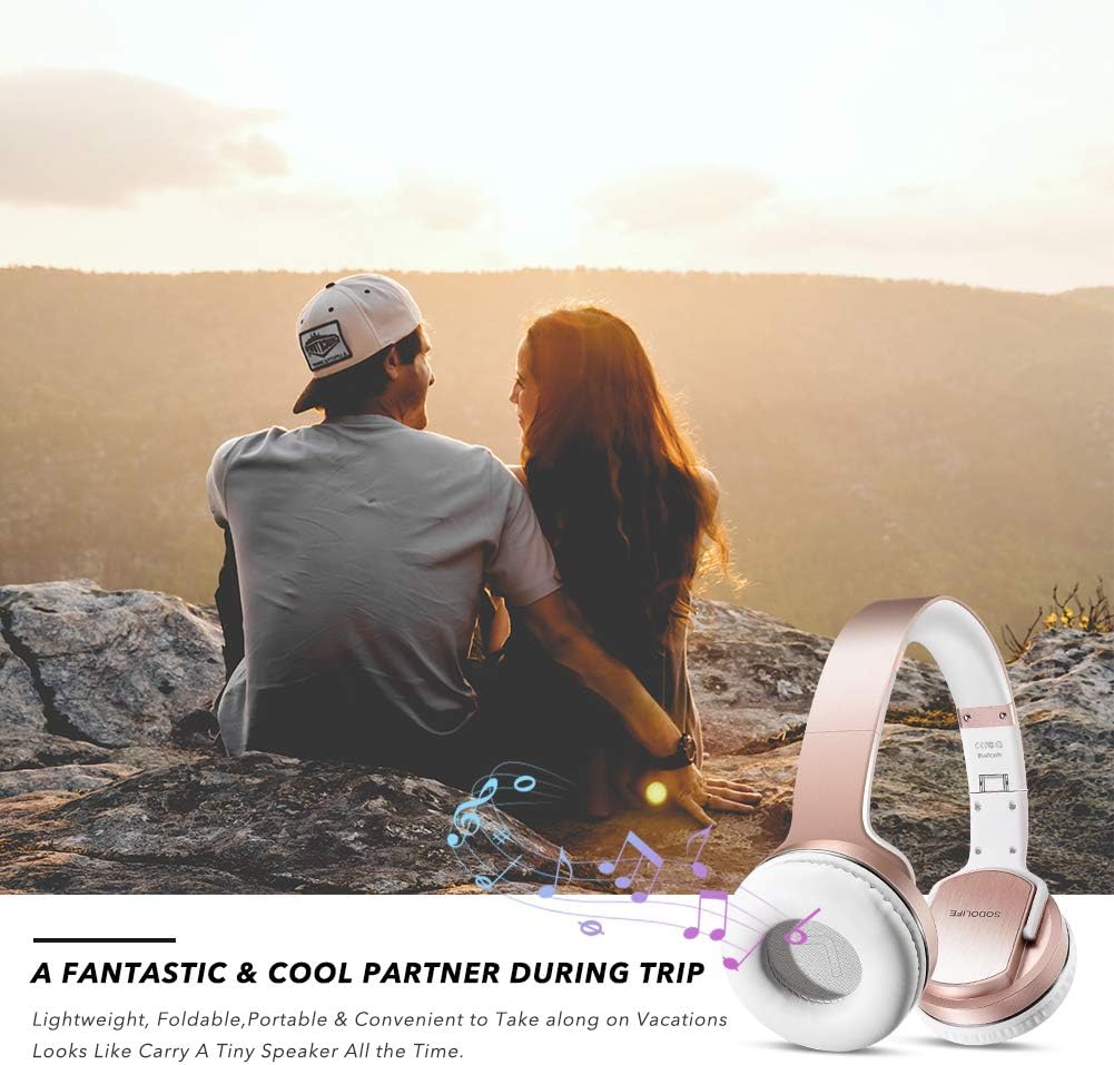 Бездротові Bluetooth навушники 2-в-1 SODOLIFE (Колонка), Накладні з мікрофоном, FM-радіо, Рожеве золото