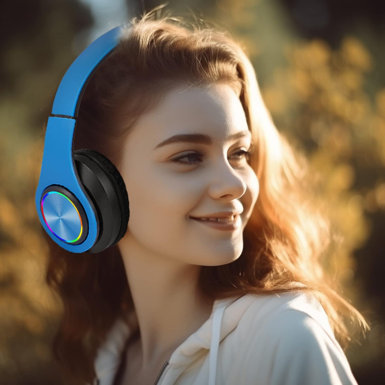 Бездротові Bluetooth навушники Без бренду (Складані, Мікрофон, FM, TF), Сині