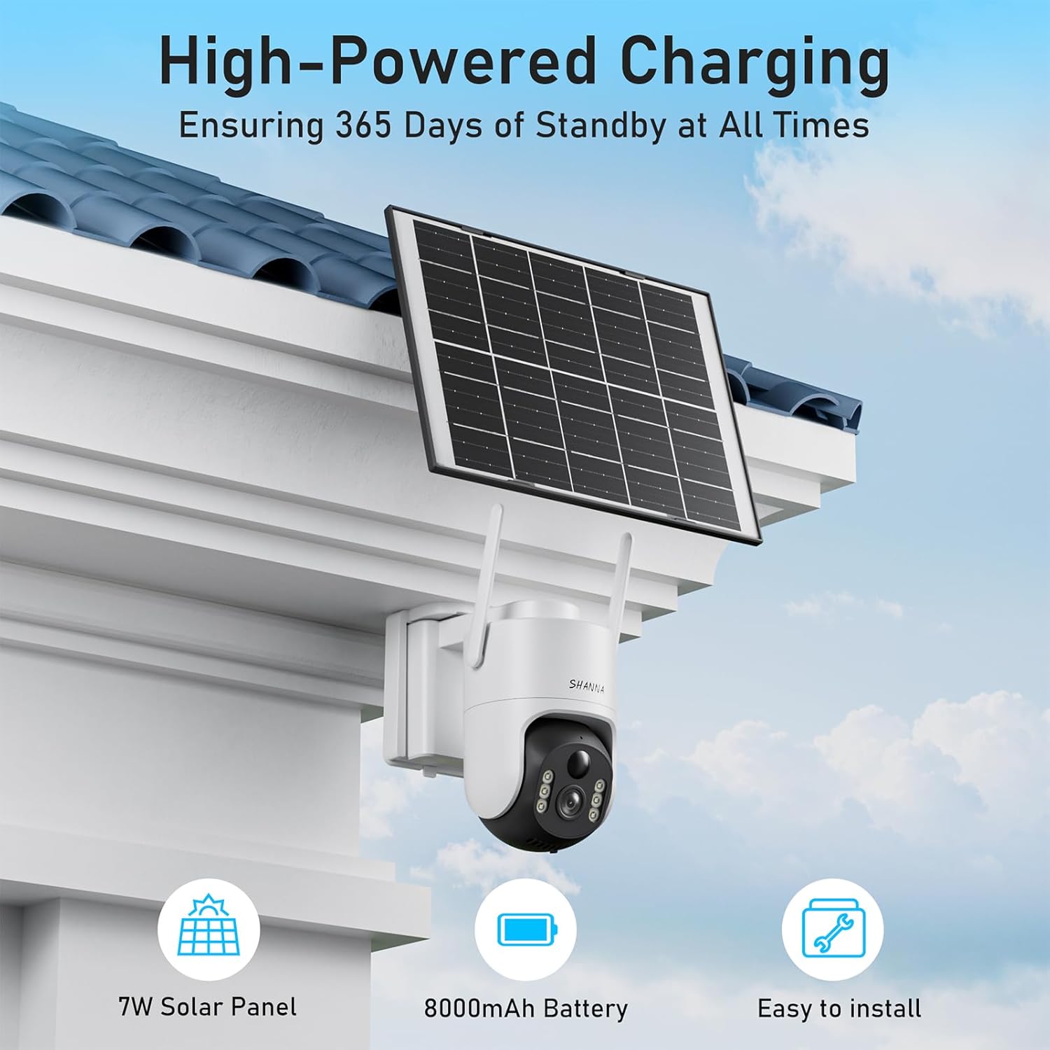 Вулична Wi-Fi камера спостереження Без бренду (2K 4MP, 2.4/5GHz) із сонячною панеллю 7W, 8000mAh