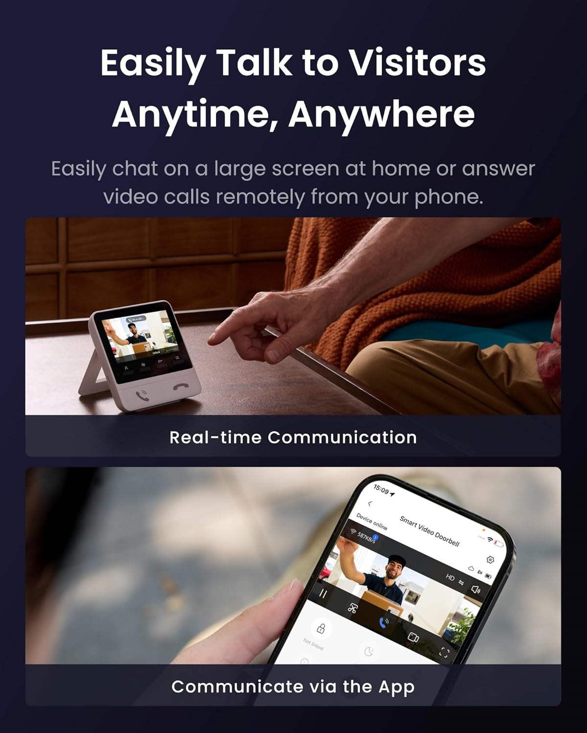 Відеодзвінок SwitchBot Doorbell Camera 2K екран 4.3 двосторонній зв'язок датчик руху