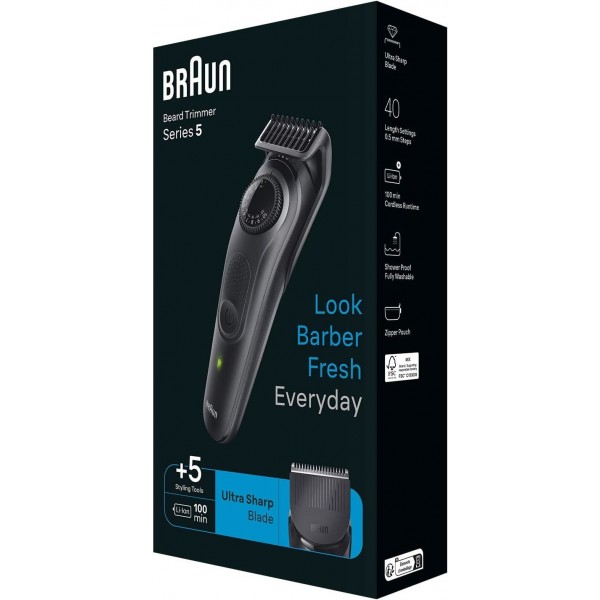 Тример Braun Series 5 BT5420 для бороди 40 налаштувань довжини акумуляторний чорний