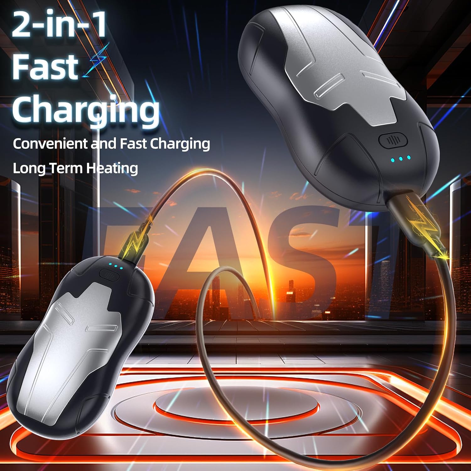 Грілки для рук FANDLISS 2 шт 10000mAh двосторонній нагрів акумуляторні power bank