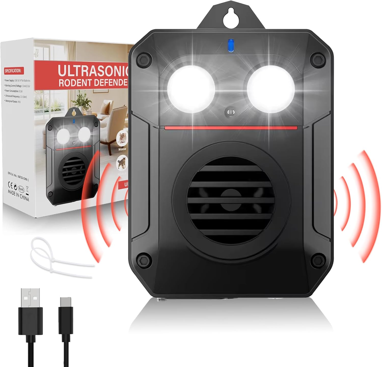 Ультразвуковий відлякувач мишей Baoduu LED стробоскоп IP65 площа до 200м²