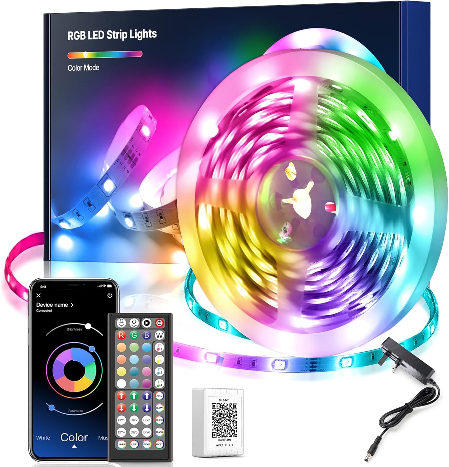 Світлодіодна стрічка Nexillumi 10 метрів RGB Bluetooth керування синхронізація музики пульт підсвітка