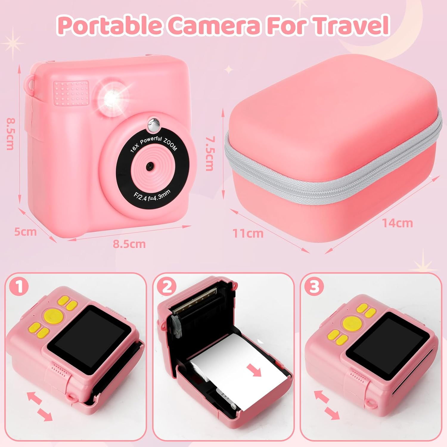 Дитячий фотоапарат з друком Kids Camera екран 2.4 IPS 16x zoom карта 32GB для дітей