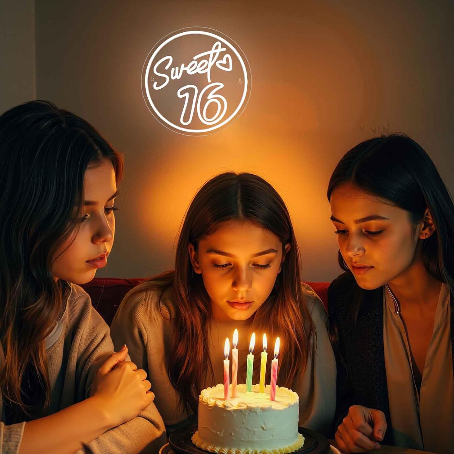Неонова вивіска Sweet 16 LED тепле жовте світло декоративна підсвітка для свята