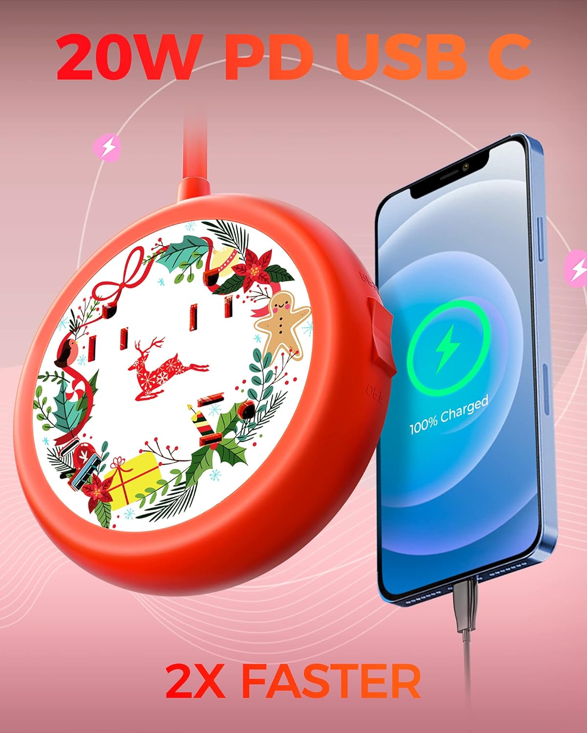 Водонепроникний мережевий фільтр EIGSO (IPX6) зі швидким заряджанням USB-C 20W. Захист від дітей!