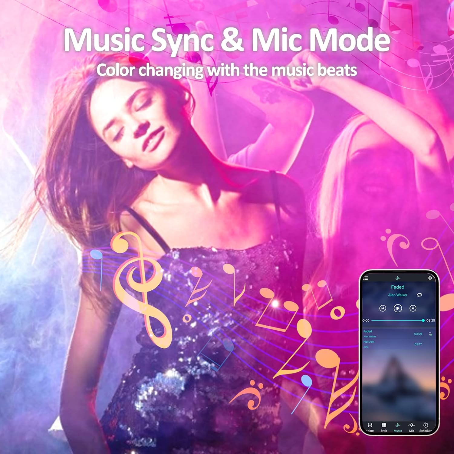 RGB LED стрічка 10м Bluetooth керування додаток світломузика пульт підсвітка кімнати