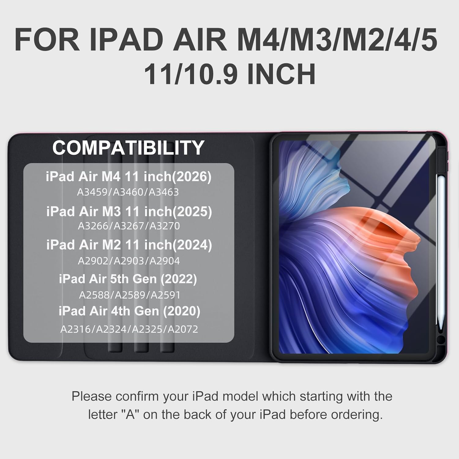 Чохол клавіатура Vobafe для iPad Air 11 10.9 знімна підсвітка 7 кольорів магнітна