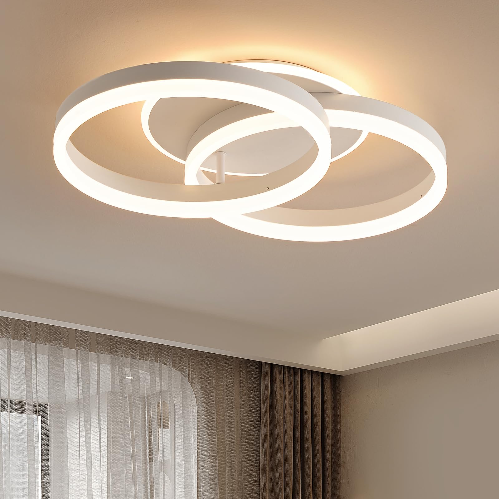 Стельовий LED світильник Amdelne, 2 кільця, d50 см, 36 Вт, димований, з ПДУ, 3000-6500K, білий